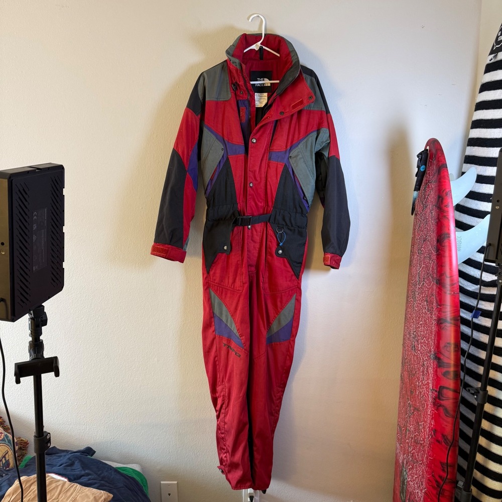 The North Face Extreme Gear Vintage Ski Suit Red Black‎ Mens Small One Piece